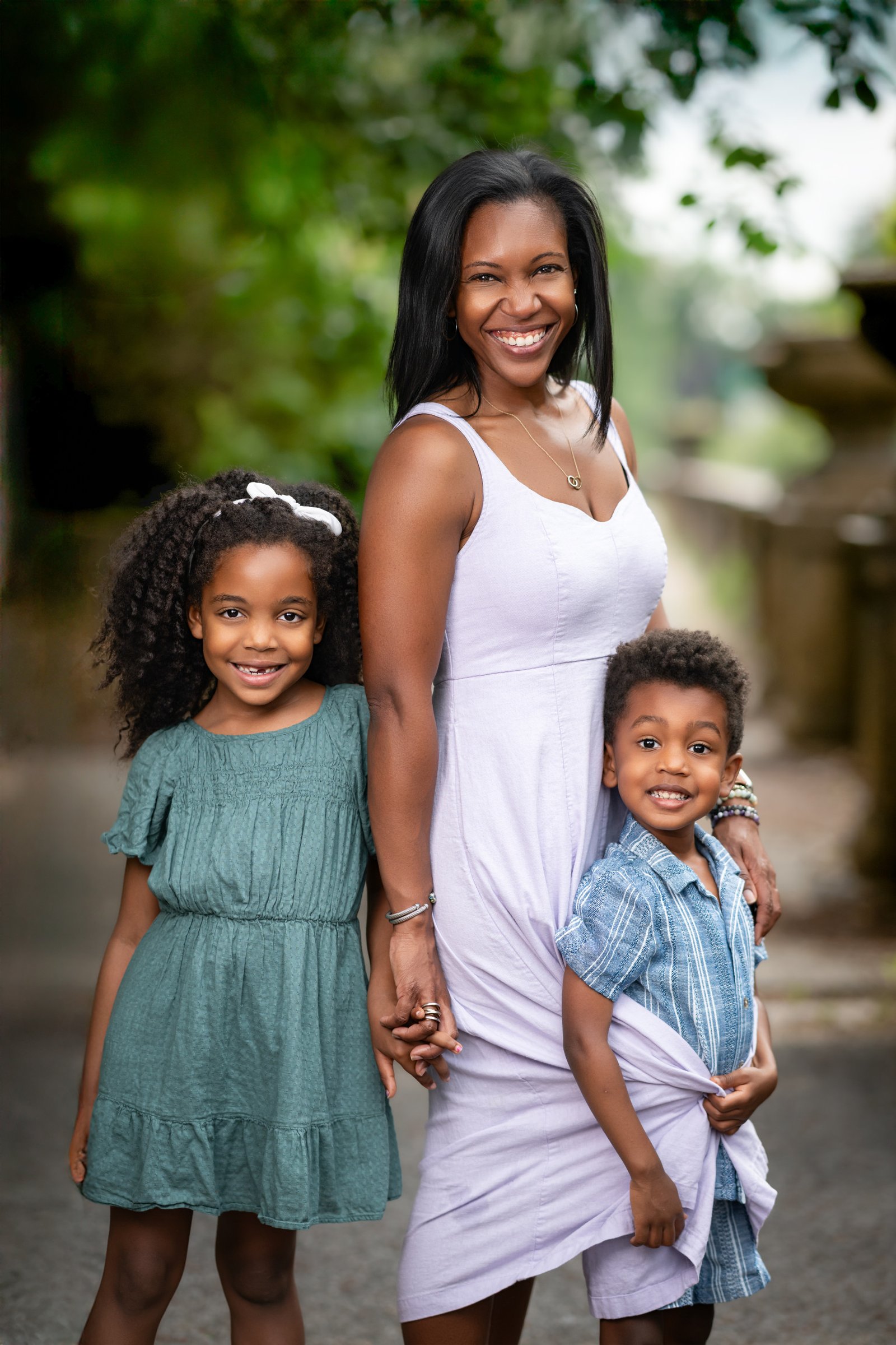 A mother with two children